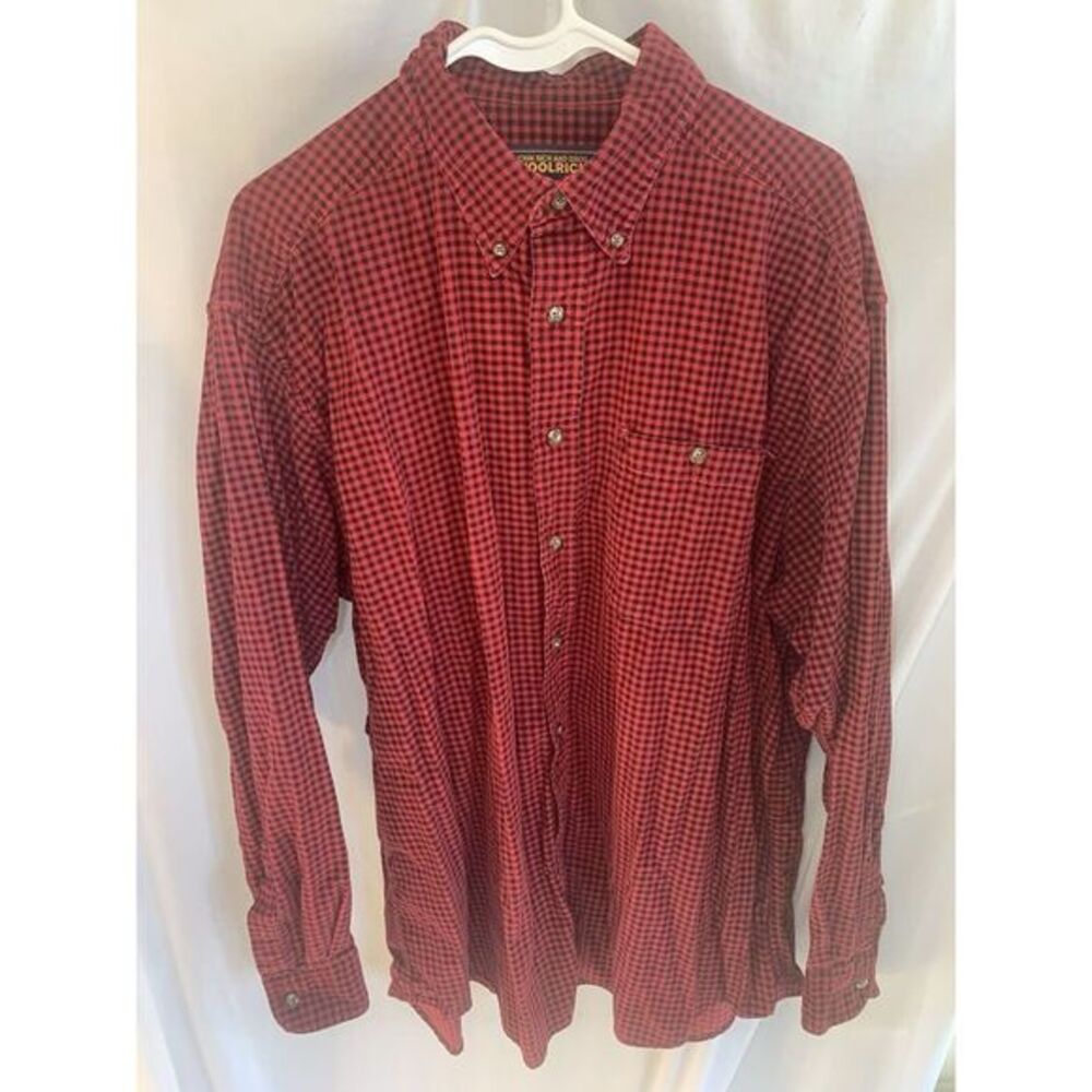 Mens XL woolrich John rich & bros  black‎ & red heritage check cotton flannel - Picture 2 of 7